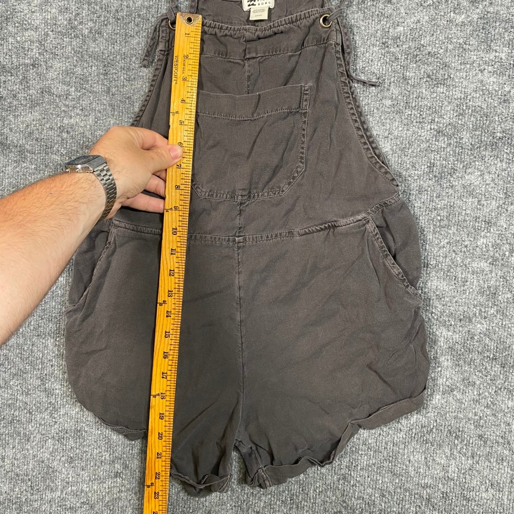 Billabong Wild Pursuit Washed Black Cotton Short Overalls Romper Small - Picture 4 of 7